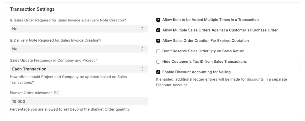 Configuración de transacciones-ESPOCRM