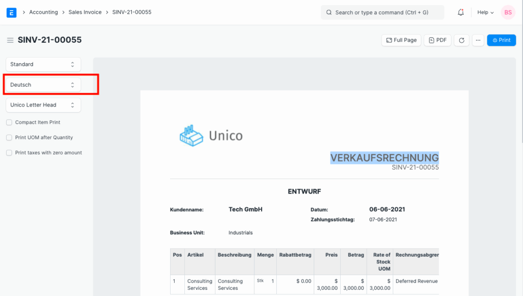 invoice-in-customer-language